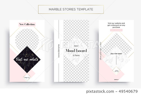 Set of Marble Stories template. Three banners. Set of Marble Stories template. Three banners. 49540679