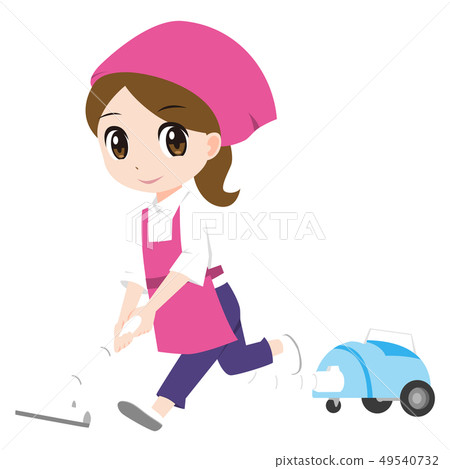 A woman cleaning with a vacuum cleaner - Stock Illustration [49540732 ...
