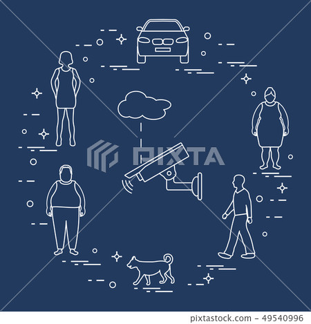 Security camera, dog, woman, girl, men, car Security camera, dog, woman, girl, men, car 49540996