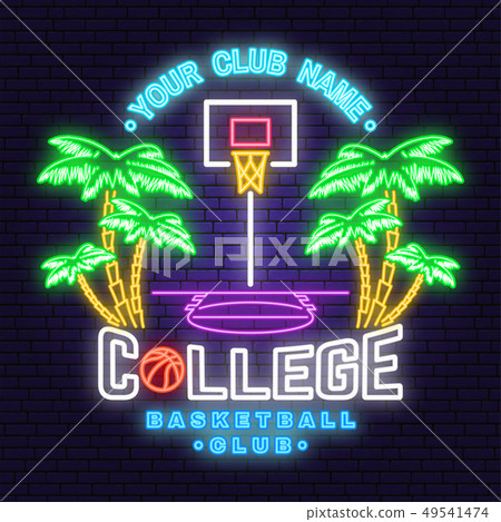 College basketball club neon design. Vector. Concept for shirt, print, stamp or tee. Vintage College basketball club neon design. Vector. Concept for shirt, print, stamp or tee. Vintage 49541474
