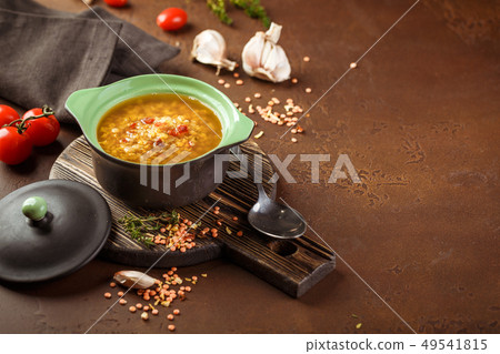 Lentil soup - Masoor Dal or Dal Tadka Curry Lentil soup - Masoor Dal or Dal Tadka Curry 49541815