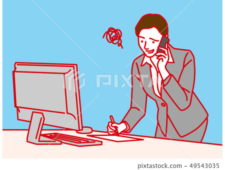 Business woman taking notes while making a phone call 49543035