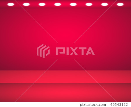 Studio background. Vector empty red studio for your design, spotlight. Vector graphics. Empty bright 49543122