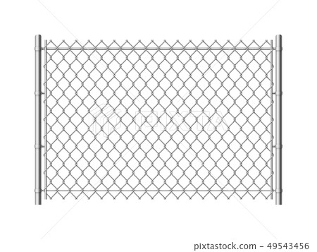 Chain link fence. Realistic metal mesh fences wire construction steel security wall industrial Chain link fence. Realistic metal mesh fences wire construction steel security wall industrial 49543456