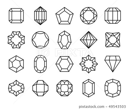 Gem line. Geometric gems diamonds precious jewels outline shape carat brilliant valuable stone 49543503