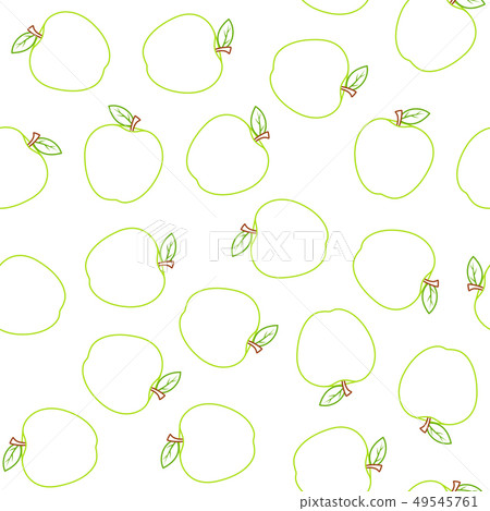 Seamless pattern with green apples - Stock Illustration [49545761] - PIXTA