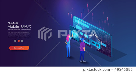 Mobile data security isometric.Online Mobile data security isometric.Online 49545895