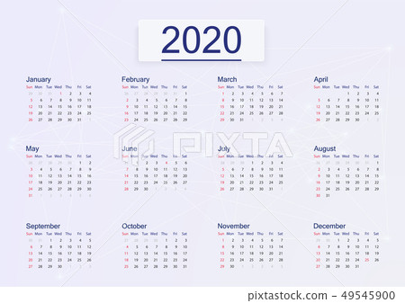 Calendar 2020 isolated on pink background. - Stock