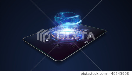 Designing a car on a tablet. Hologram  car 49545908