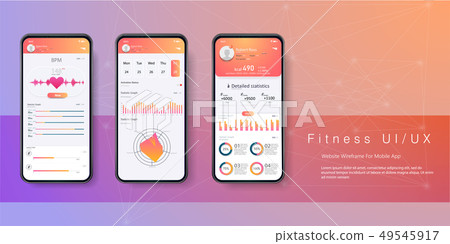 Different UI, UX, GUI screens fitness app Different UI, UX, GUI screens fitness app 49545917