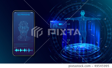 Robot. Biometric identification in style HUD UI  49545995
