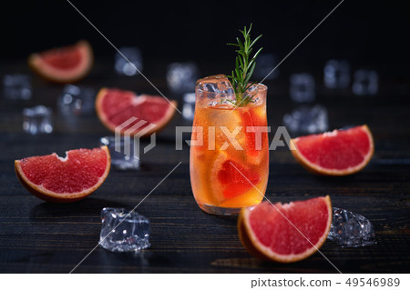 Refreshing cocktail with ice grapefruit and Refreshing cocktail with ice grapefruit and 49546989