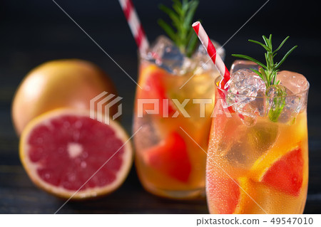 Close-uprefreshing cocktail with grapefruit and Close-uprefreshing cocktail with grapefruit and 49547010
