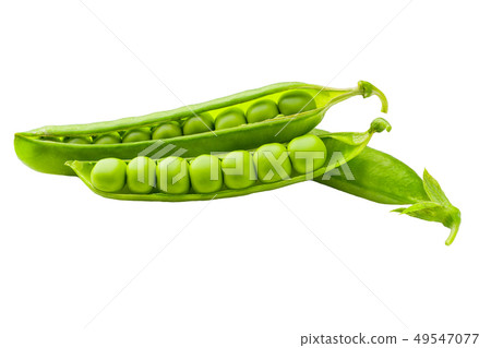 green peas and pod on white background 49547077