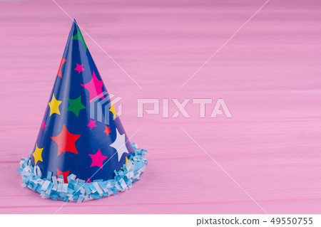 Blue party hat with stars pattern. Blue party hat with stars pattern. 49550755