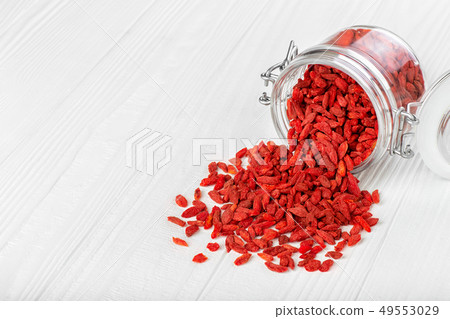 goji berries in glass jar goji berries in glass jar 49553029