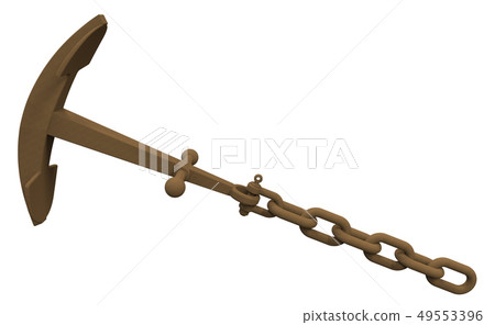 Old anchor.3d illustration. Isolated on the white background 49553396