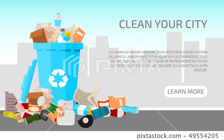 Waste city concept banner vector illustration. Littering waste that have been disposed improperly 49554205