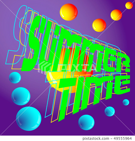 typography summer time with 3d shapes and outline 49555964