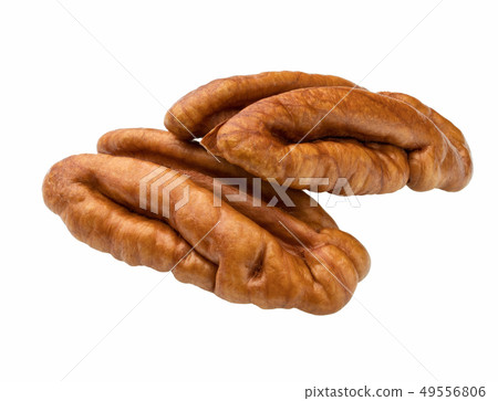 Two half of pecan, isolated on white background 49556806