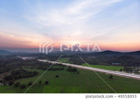 Drone shot Aerial view landscape scenic of rural Drone shot Aerial view landscape scenic of rural 49558053