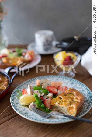 Marinated potato with potato pancake 49559997