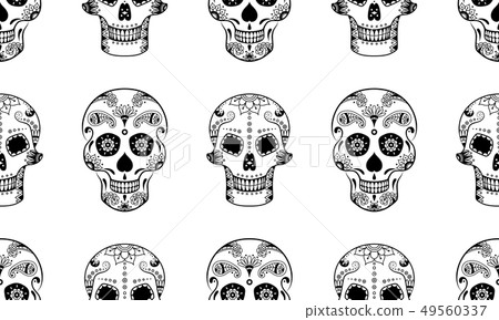 Vector seamless pattern of black sugar skull - Stock Illustration ...