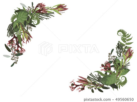 Set of arc, wreath. Greenery and leaves, branches 49560650