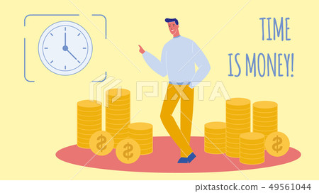 Time is Money Flat Vector Web Banner with Text - Stock Illustration ...