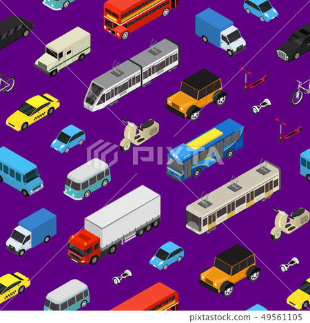 Transport Car 3d Seamless Pattern Background Isometric View. Vector 49561105