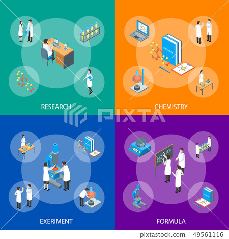 Science Chemical Pharmaceutical 3d Banner Set Isometric View. Vector 49561116