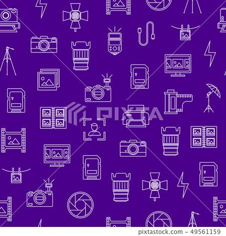 Photography Signs Thin Line Seamless Pattern... - Stock Illustration ...