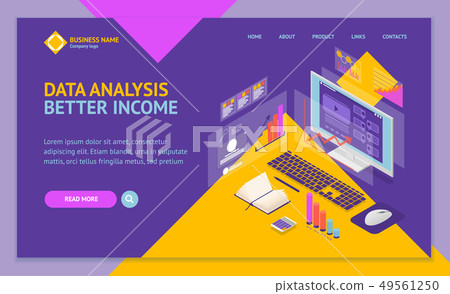 Analysis Data Investment Concept Landing Web Page Template 3d Isometric View. Vector Analysis Data Investment Concept Landing Web Page Template 3d Isometric View. Vector 49561250
