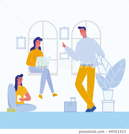 Students Having Break Flat Vector Illustration 49561423