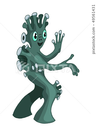 Vector cartoon image of funny alien positive character creature isolated 49561431