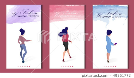 Flat Banner Set Fashion Woman Collection Clothing. Flat Banner Set Fashion Woman Collection Clothing. 49561772