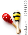 Maracas music instrument on white background.  49561899