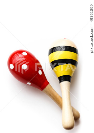 Maracas music instrument on white background.  49561899
