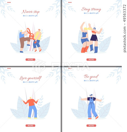 Motivation Social Set Landing Page Flat Template 49563372