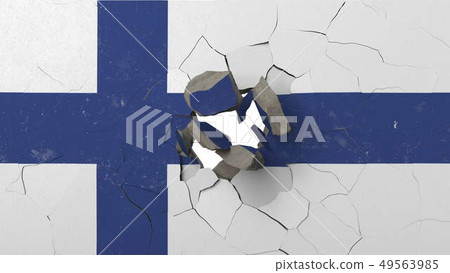 Destroying wall with painted flag of Finland. Finnish crisis conceptual editorial 3D rendering Destroying wall with painted flag of Finland. Finnish crisis conceptual editorial 3D rendering 49563985