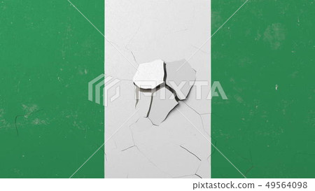 Destroying wall with painted flag of Nigeria. Nigerian crisis conceptual editorial 3D rendering Destroying wall with painted flag of Nigeria. Nigerian crisis conceptual editorial 3D rendering 49564098
