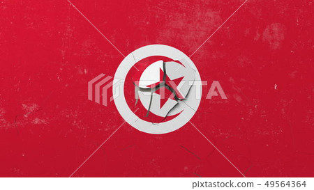 Breaking wall with painted flag of Tunisia. Tunisian crisis conceptual editorial 3D rendering Breaking wall with painted flag of Tunisia. Tunisian crisis conceptual editorial 3D rendering 49564364
