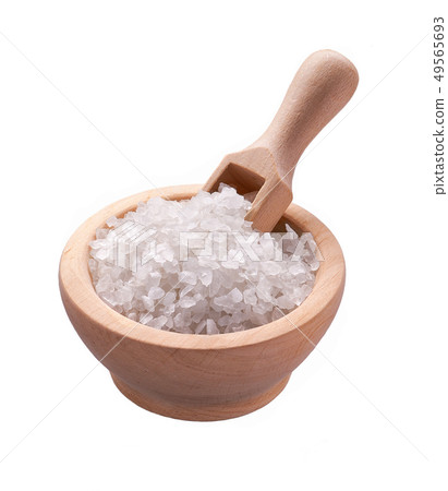 salt in a wooden bowl isolated salt in a wooden bowl isolated 49565693