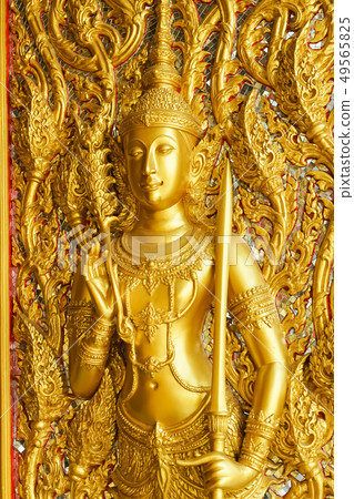 Ancient Thai craft art in Wat thasung. 49565825