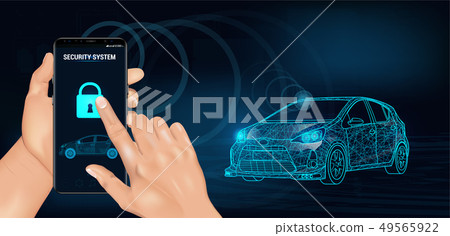 Smart car security system icon in futuristic style 49565922