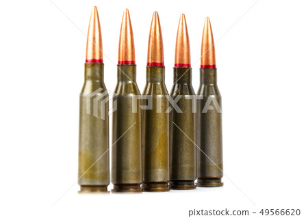 Armory ammunition close-up isolated on white background Armory ammunition close-up isolated on white background 49566620