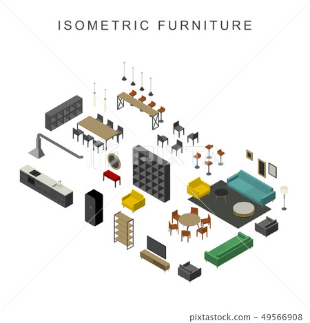 Furniture set in isometric view 49566908