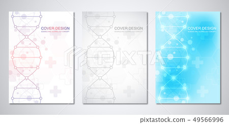 Vector template for cover or brochure, with molecules background and DNA strand. Medical or Vector template for cover or brochure, with molecules background and DNA strand. Medical or 49566996