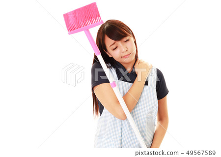 有疲乏的表示的主婦 有疲乏的表示的主婦 49567589