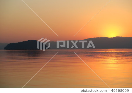 Lake Biwa and Takebu Island at sunset Lake Biwa and Takebu Island at sunset 49568009